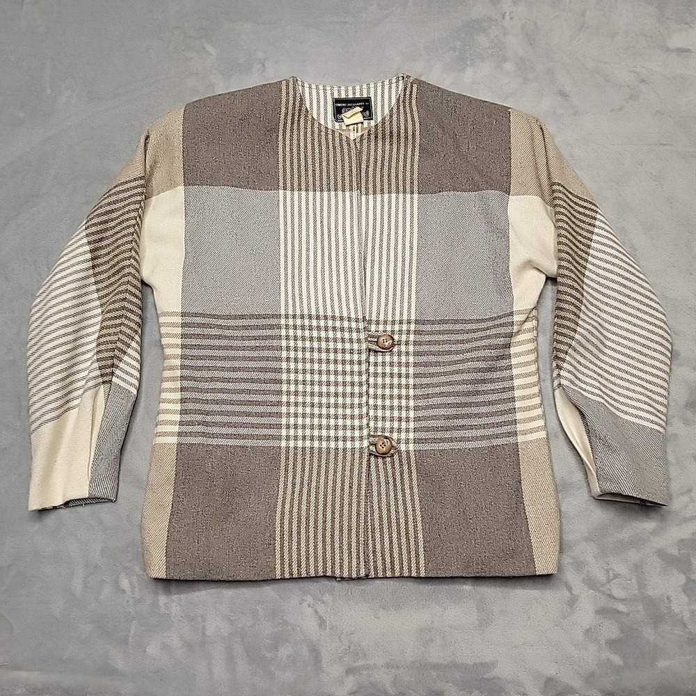 VTG Patty Woodard Jacket Womens 4 Wool Blend Plaid Blazer Cardigan Made In USA
